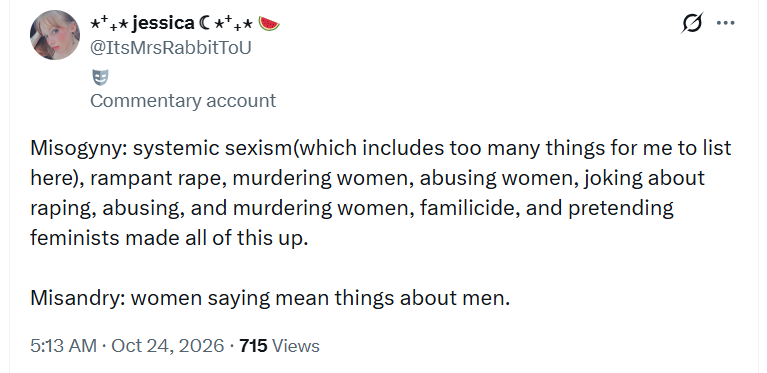 JamieValues's tweet photo. You are a hypocrite. You would acknowledge the existence of misogyny but dismiss misandry? Misandry does exist and it happens to good men. To disregard that makes you no better than misogynist men. Grow up you stupid cow. Misandry is just as bad as misogyny. https://t.co/VACbc7lS1m