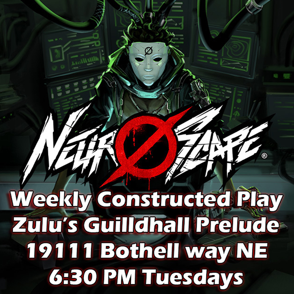 ZulusGameCafe's tweet photo. TCG players! We're excited to announce that we've started weekly Neuroscape events on Tuesdays at 6:30pm at the Guild Hall Prelude.
Sign up here: https://t.co/NwP299CvG3
and find more information on our Discord: https://t.co/rdecQaPic5
#zulusgames #zulusevents #neuroscapetcg https://t.co/Z8Wtp2EVsr