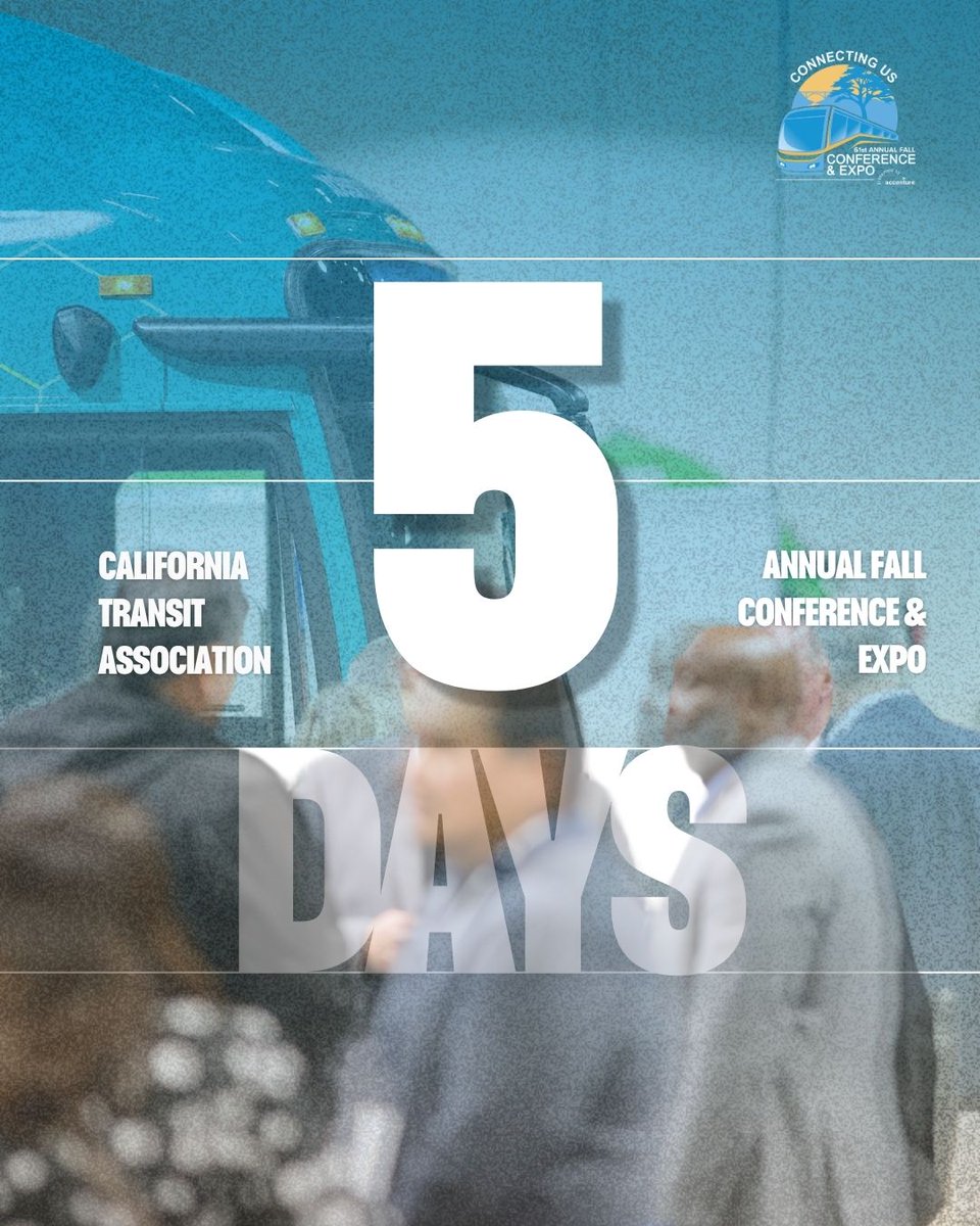 CalTransit's tweet photo. Next stop: Monterey!

In just five days, California’s transit community will come together in Monterey for three days of ideas, connections, collaboration, and conversations.

Register here and join us in Monterey: https://t.co/xoenSZqlec https://t.co/FdQv93IV2y
