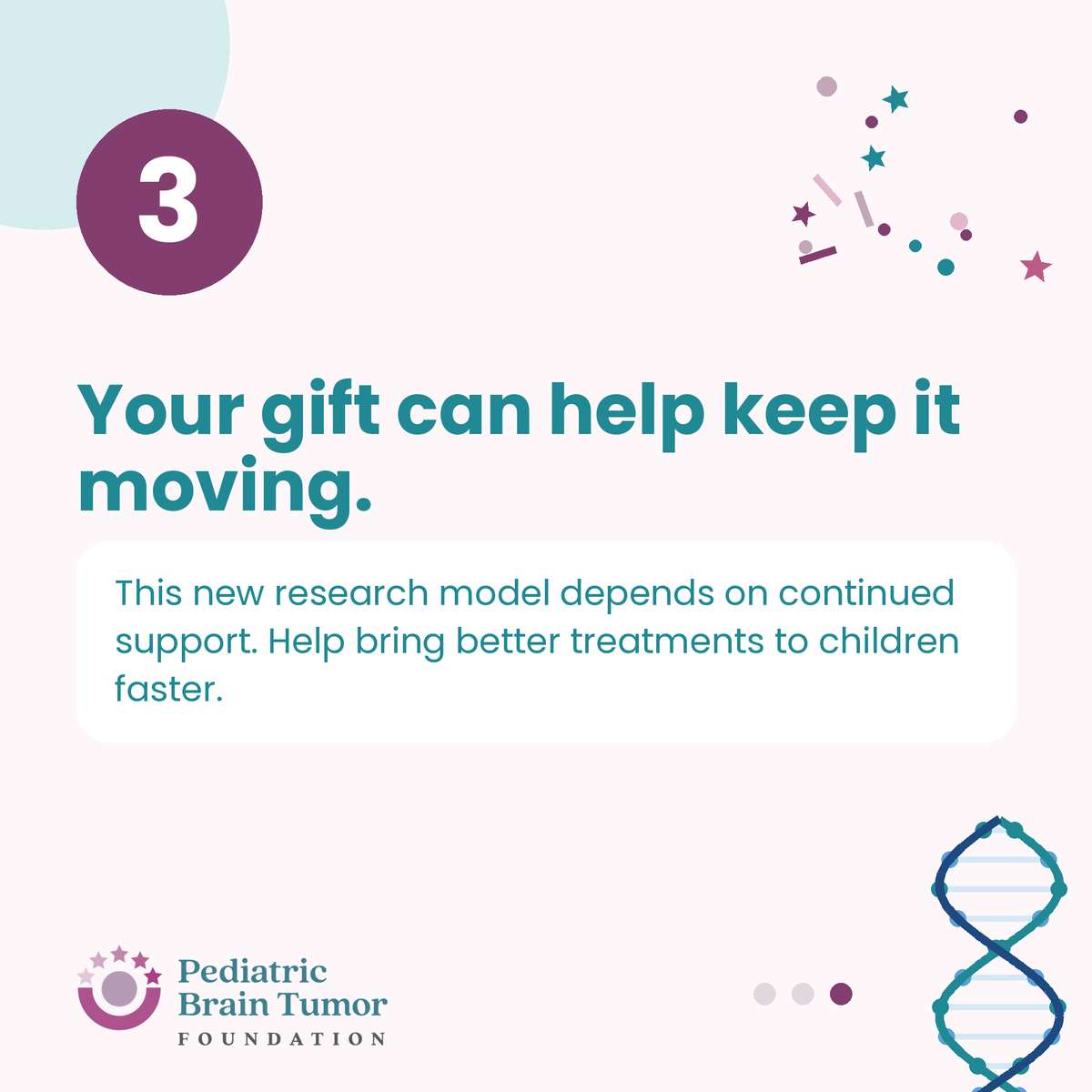 PBTF's tweet photo. 3 things changing the future of brain tumor research 🔬
1️⃣ We're changing how research gets funded
2️⃣ Discoveries are meant to be shared
3️⃣ Your gift helps keep it moving
Fuel this new era: https://t.co/FFNn2kXSRW https://t.co/JDcbCsKjB7