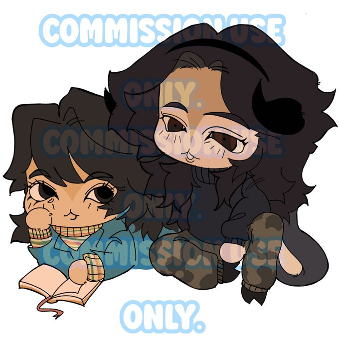 Yami1arts's tweet photo. @Springfox_Pfg These chibi versions are adorable. I love how one is curled up with a book while the other has such a relaxed sleepy vibe. What are their names and how do they know each other? https://t.co/ekDH95eoiv