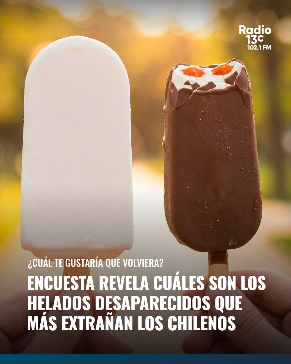 Radio_13c's tweet photo. 🍦La última encuesta 5C de Cadem reveló cuáles son los helados que ya no se encuentran a la venta en Chile y que las personas quisieran volver a probar.

En el ranking, Cremino lidera las preferencias con un 28%.

💬 ¿Cuál te gustaría que volviera? 👀

👉 Desliza https://t.co/L8GghVfdWq