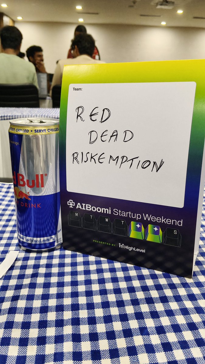 claashhhhh's tweet photo. Team
Red
Dead
Riskemption 
@AIBoomi Startup Weekend https://t.co/IlGV58B9K5