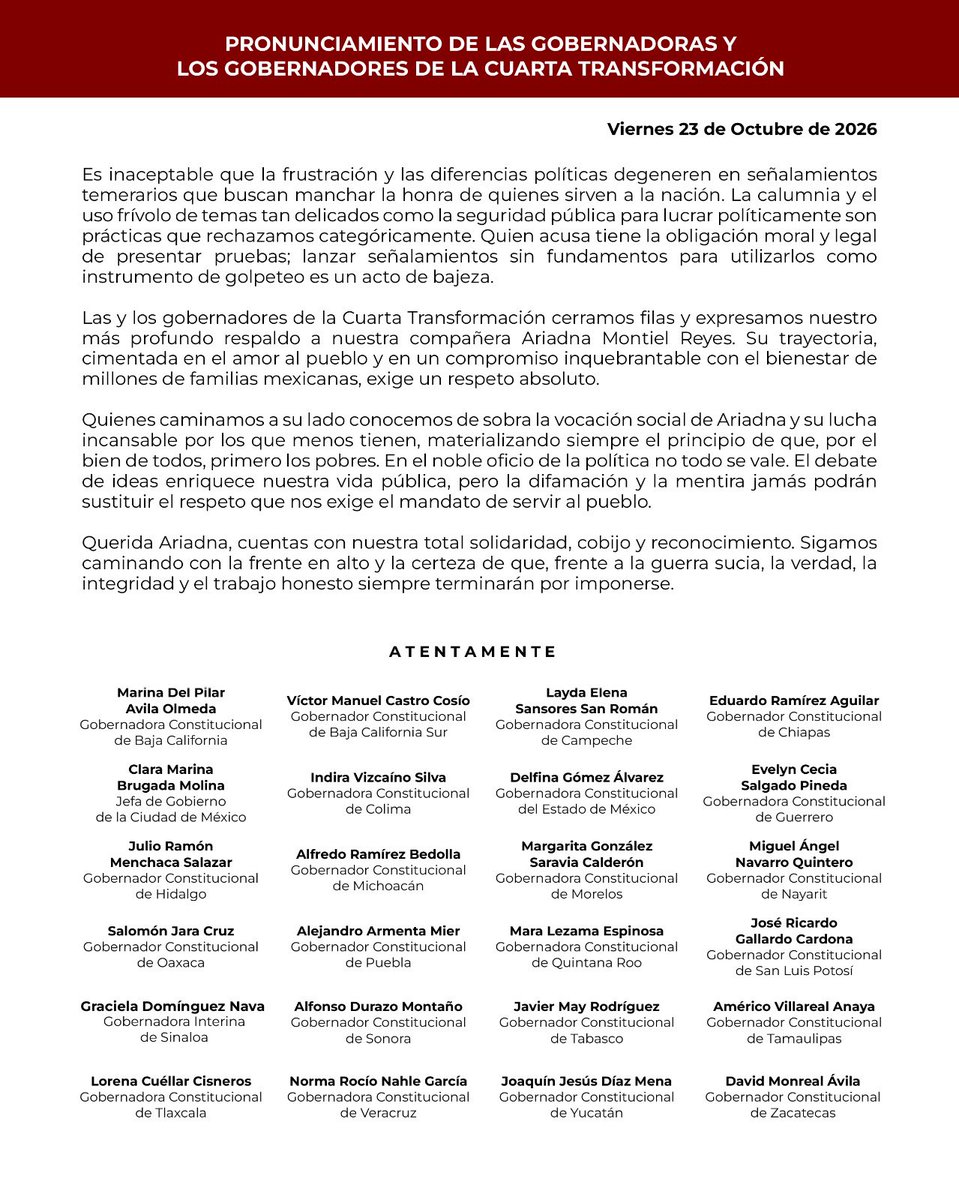 MarinadelPilar's tweet photo. Todo el respaldo a nuestra dirigenta Ariadna Montiel Reyes (@A_MontielR). La unidad, la verdad y el compromiso con el pueblo siempre estarán por encima de cualquier ataque político. https://t.co/OlR9V5LV1p