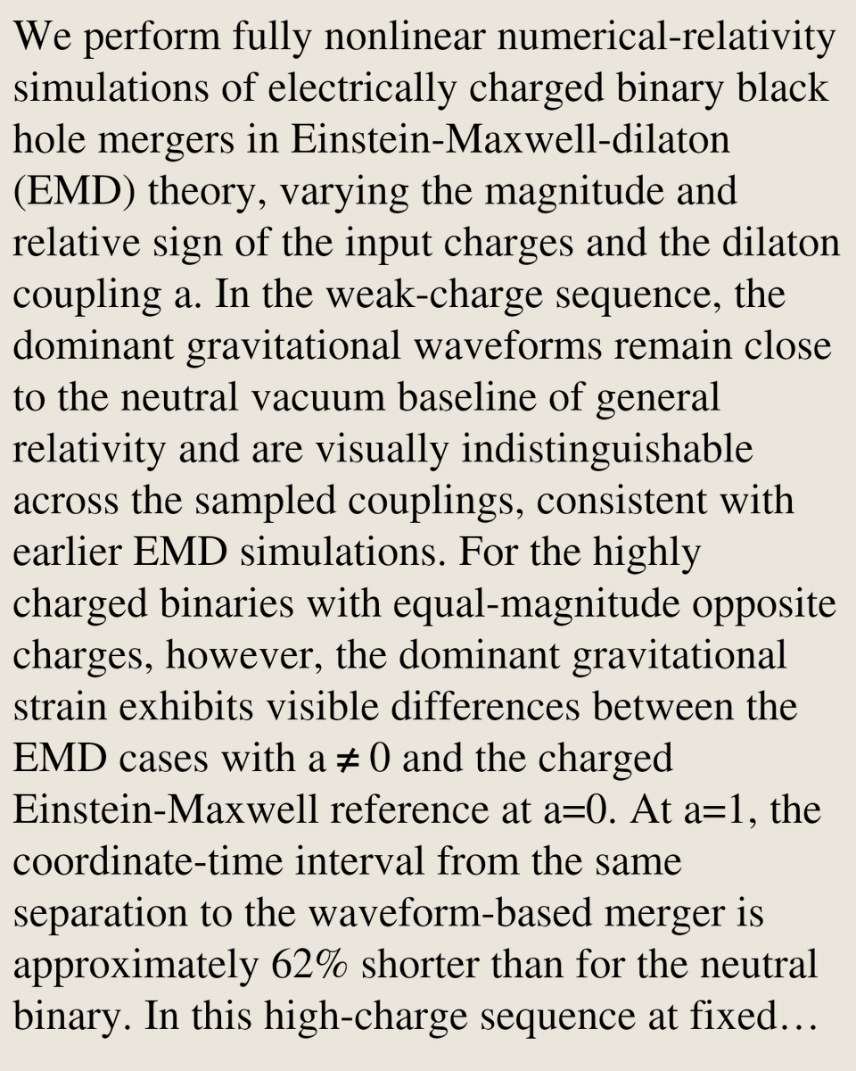 RelativityPaper's tweet photo. Gravitational waves from highly charged binary black holes in Einstein-Maxwell-dilaton theory

Ryoto Tomie, Kai Togashi, Kitaro Taniguchi, Ryotaro Kase
https://t.co/oLL2KwVmuQ [𝚐𝚛-𝚚𝚌 𝚑𝚎𝚙-𝚝𝚑] https://t.co/DIsyhy2S2d