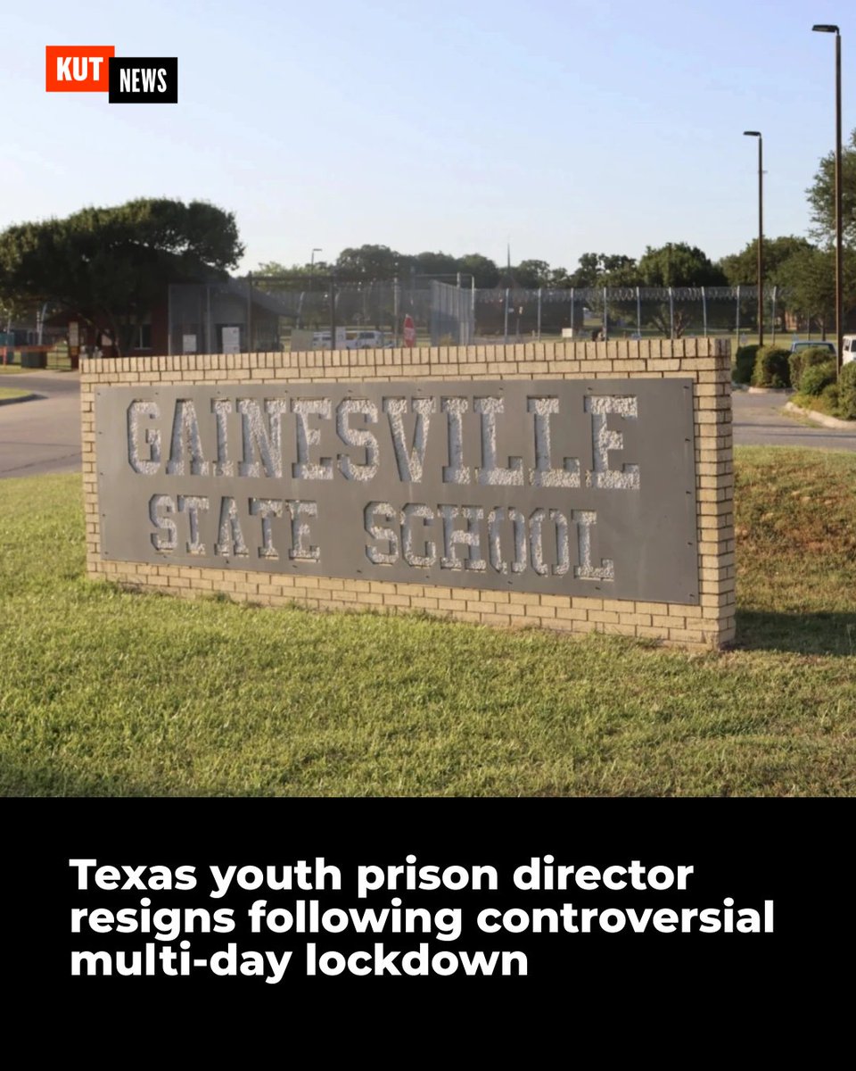KUT's tweet photo. The director of the embattled agency that oversees Texas’ youth prisons has resigned, according to a message she sent to staff members on Friday morning. https://t.co/8SCWnXnq6O https://t.co/0fLwAIytjJ