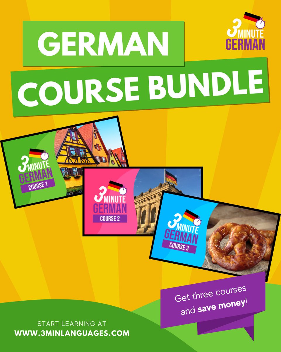 3MLanguages's tweet photo. Hallo 🙂🇩🇪

Start with my 3 Minute German Bundle (Courses 1–3). The easiest path for beginners, and you’ll save money.

Bundle 👉 https://t.co/vJKm8TEPGC 

All my German courses: https://t.co/OqkdEn4lb0 

#learnGerman #Germanonline #Germanlessons https://t.co/feskVAiPng