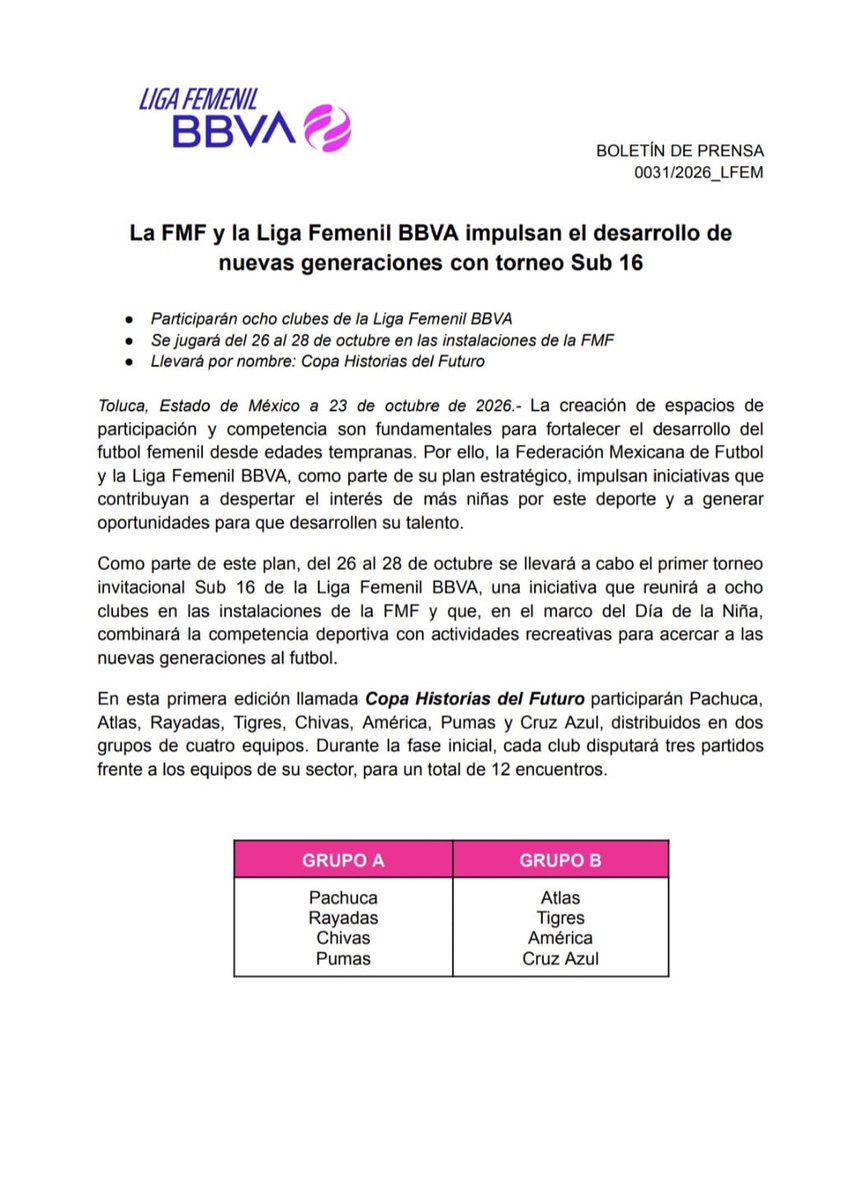 LigaBBVAFemenil's tweet photo. La Liga Femenil BBVA informa: https://t.co/Q4yIBb0PMN