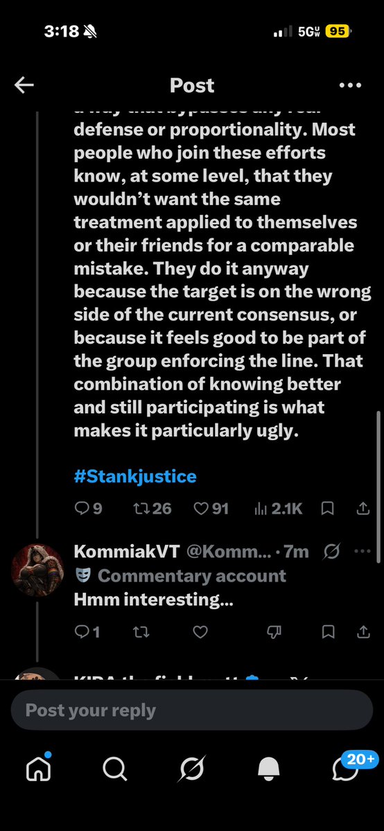 KiraMuttaro's tweet photo. Yep, this proves my point. Doxing and harassment are serious issues, regardless of who’s being targeted. If you can watch something similar happen to another person and respond with “Hmm interesting…” instead of reflecting on your own conduct, you need to take a serious look in the mirror…This is exactly why I’m speaking up.

What happened to Kodiak was serious. Former moderators he trusted allegedly used fabricated screenshots, impersonation accounts, and coordinated accusations to damage his reputation and get him fired. Even after he lost his job, there were continued attempts to find out where he lived. There have also been admissions that impersonator accounts existed.

Now we’re seeing similar concerns involving Stank. And it being brought up, Stank also has impersonators and a situation connected to my friend Stank, who does NOT deserve to be doxed or harassed either.

That’s why I made my original post condemning doxing. It’s dangerous, it can destroy lives, and it doesn’t become acceptable just because a group dislikes the person they’re targeting. This supports the Third party theory that there is someone trying to divide others. All because people want to use AI and dont subscribe to the same group think.

#FreeStank