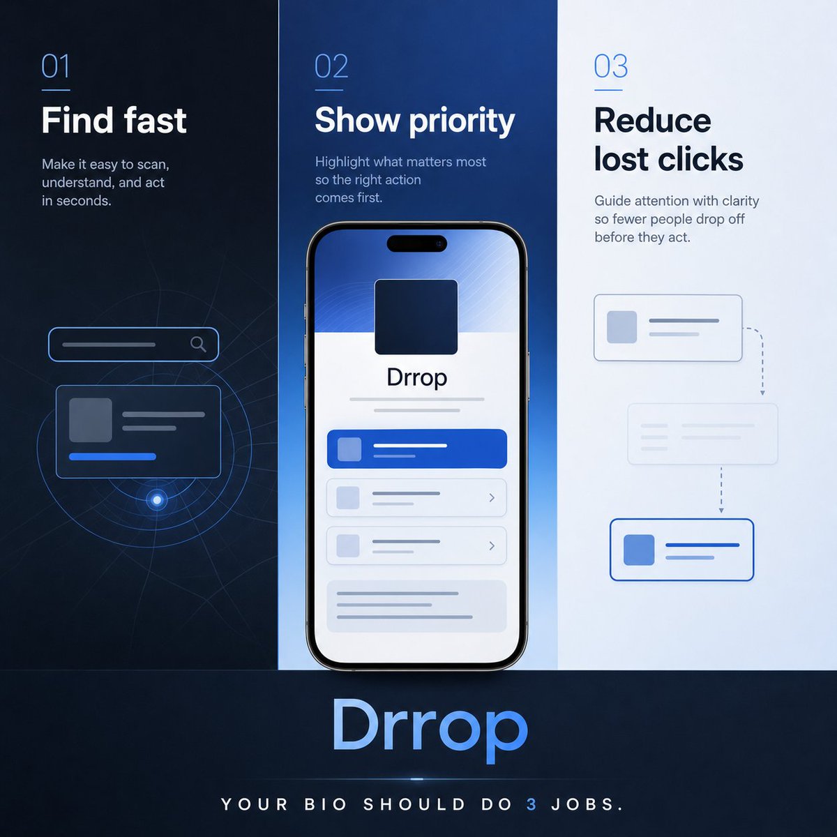 DrropLink's tweet photo. 1/ Your bio link should do 3 jobs at once: https://t.co/oyvUvJhbjI
