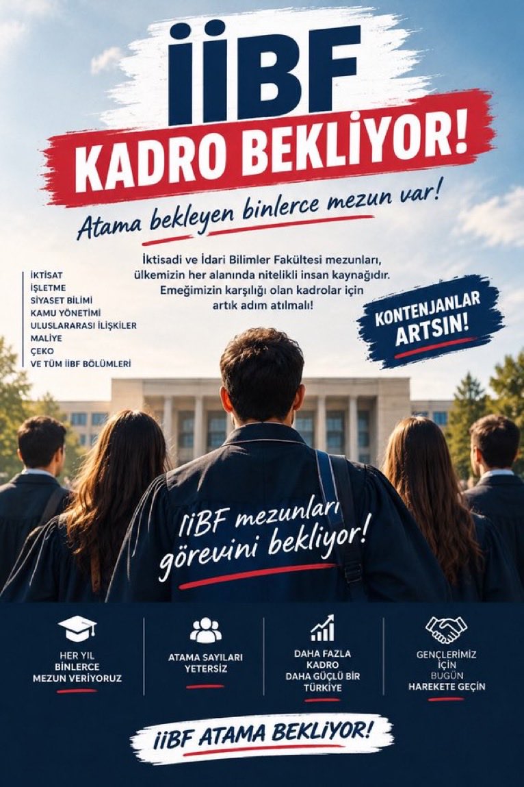 filizturan50's tweet photo. Diplomamız var, bilgimiz var, emeğimiz var. Peki neden yeterli istihdam yok? İİBF mezunlarının beklentisi lütuf değil, eğitimlerine ve kamu kurumlarının personel ihtiyacına uygun adil bir atama politikasıdır.
İİBF için 30 bin atama istiyoruz!
#iibfninihtiyaci30binatama https://t.co/AntLp4xS5y