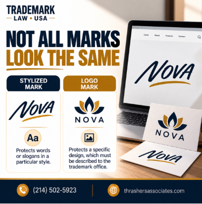 TMLawUSA's tweet photo. Stylized Mark vs. Logo Mark: What's the Difference?

A stylized mark focuses on the visual appearance of words or slogans, while a logo mark focuses on a specific design. Understanding the difference can help you prepare your trademark application.

📚 FREE Trademark Guide! https://t.co/AXO0XgBQ41