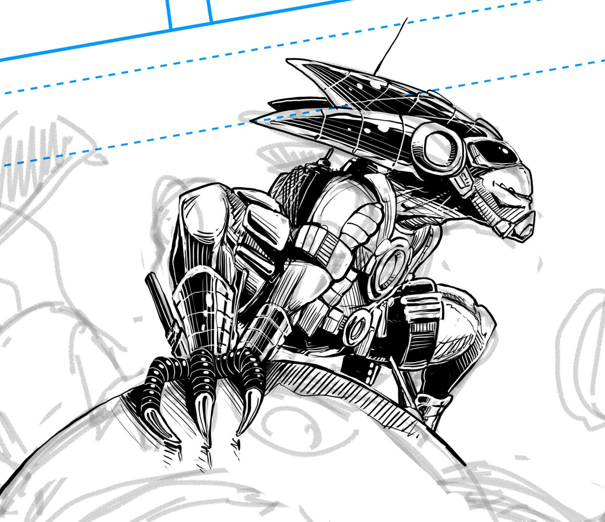 DonDrawsStuff's tweet photo. @SubjugatesComic RIGZ clutching onto CORMAC's massive shoulder armor, excited about getting into a good old-fashioned scrape with some bad guys!!

#commissionsopen 
#indiecomics 

LFG https://t.co/gLkgOMCTVC