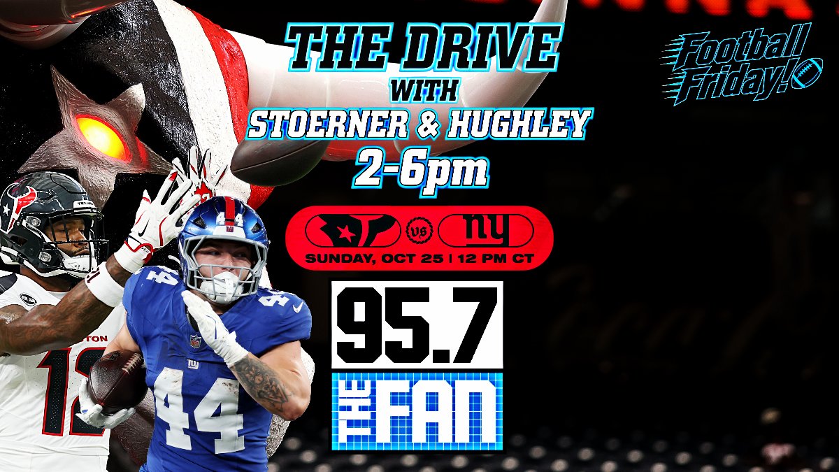 957thefan's tweet photo. Comin' up in The Drive's 3pm hr on a #FootballFriday LIVE from @talyardbrewing Sugar Land!🚨

-Texans/Giants matchup to keep YOUR eyes on!👀
-@RealRonTHESHOW SO proud of H-Town..🤣
-TANK RETURNS! Expectations for Tank 3:20🤘
-The SATURDAY SLATE @ 3:40! CFB Preview🏈

LIVE LINKS⬇️ https://t.co/ICTNA4YJB2