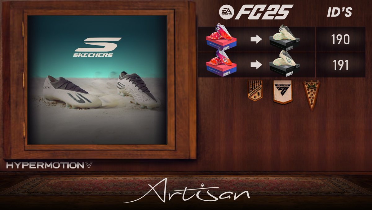 boot_artisan's tweet photo. [ MOD ] Skechers ''Beyond Illusion Pack'' - FC24, FC25, FC26 & FC27🏜️💎

- 2 Boots in .fifamod format. [ FC24 T.U. 18.3 ]
- 2 Boots in .fifamod format. [ FC25 T.U. 21 ]
- 2 Boots in .fifamod format. [ FC26 v1.6.6 ]
- 2 Boots in .fifamod format. [ FC27 v1.0.4 ]

🔽 Put it below the Bootpack in Mod Manager! 🔁

*These separate Mods are like ''Early Access'', so you guys can take advantage of the new models while the new version of the Bootpack is not released, it does not mean that the replaced models will no longer be part of the Bootpack, but rather relocated to other Ids 📜

https://t.co/8ZZVEwzc8j