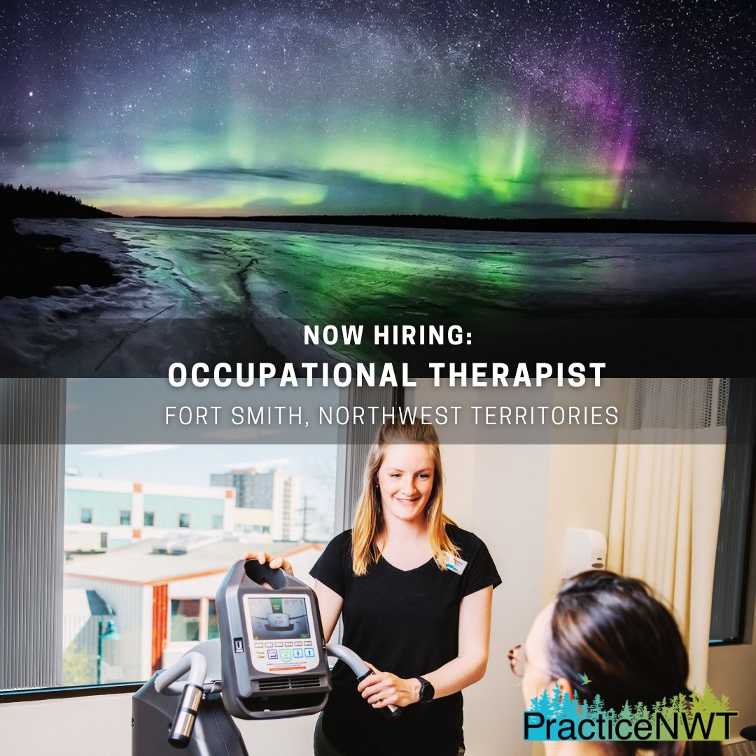 PracticeNWT's tweet photo. Be an #OccupationalTherapist in Fort Smith, NWT. Up to $126K + up to $7.1k in Northern living allowances + relocation. 

Apply:https://t.co/TaVc0CTOWA https://t.co/meqVTZHHfm