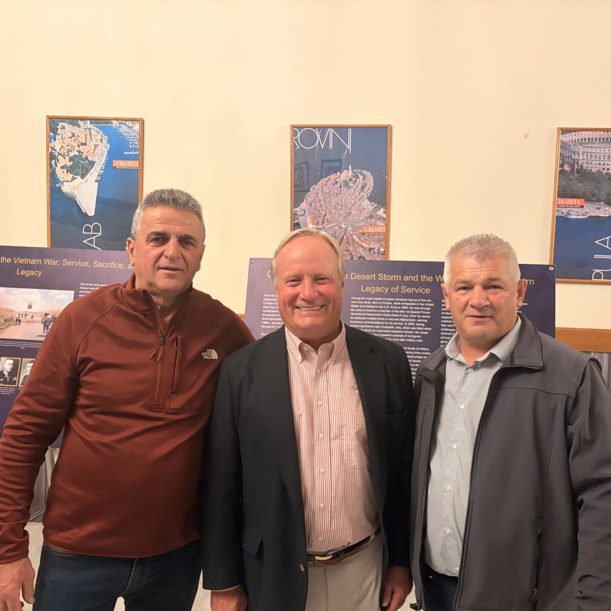 RepDaveJoyce's tweet photo. As Co-Chair of the Congressional Croatian Caucus, it was an honor to attend tonight’s opening of the A250 Military Exhibition at the American-Croatian Lodge in Eastlake, hosted by the Embassy of Croatia. Northeast Ohio has deep Croatian roots, and this exhibition recognizes Croatian Americans who served our country in the U.S. Armed Forces, including Medal of Honor recipients, and honors their courage and sacrifice. 

Thank you, @CroatiaInUSA, for including me in this meaningful event. Through my role as Co-Chair, I’ve worked to strengthen the economic and strategic ties between the U.S. and Croatia, and I look forward to continuing that work.