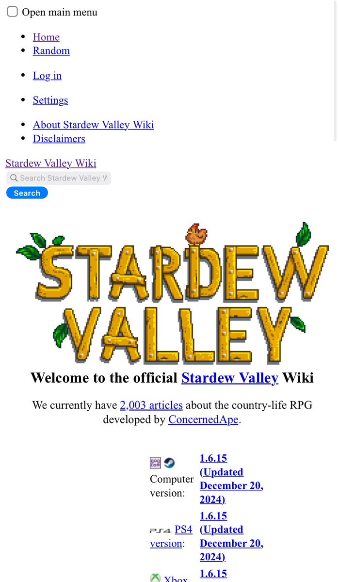 ClaymoreDad's tweet photo. Does the Stardew Valley wiki looked raped for anyone else? https://t.co/aJdlUm1qoT