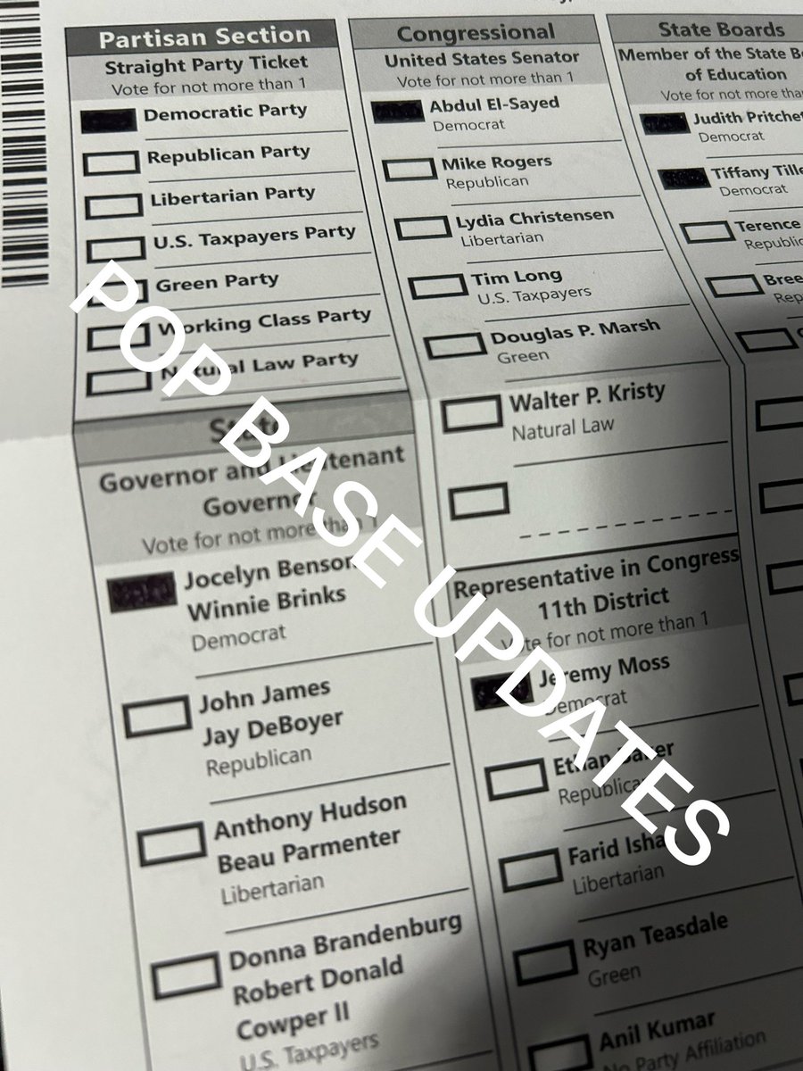 PopBaseUpdates's tweet photo. Pop Base Updates has voted for Abdul El-Sayed in the 2026 midterm elections for Michigan! 💙 https://t.co/iEobwMZmzT