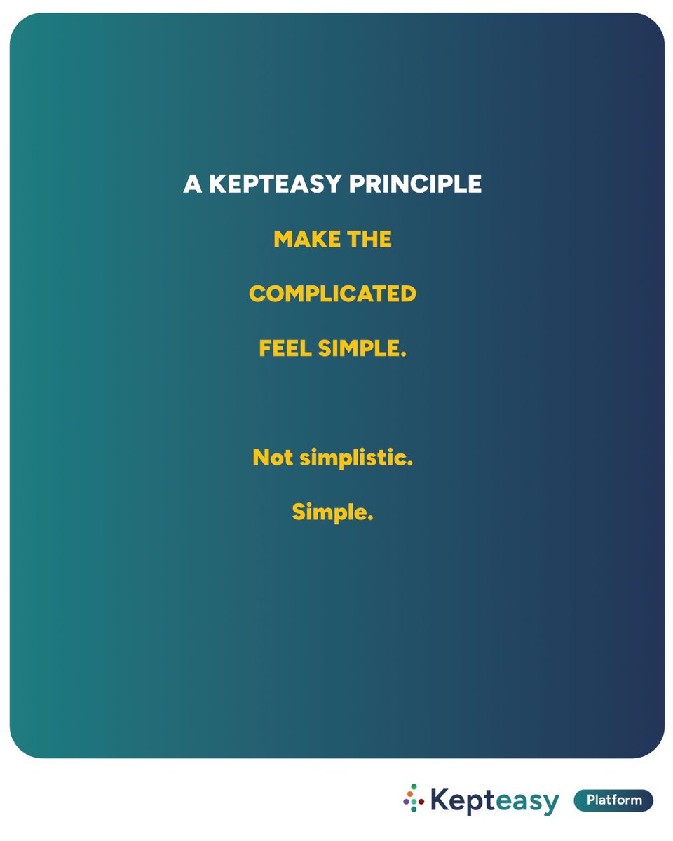 kepteasy's tweet photo. There's a difference.

Client work can genuinely be complicated.

Multiple projects.

Different services.

Files.

Conversations.

Deadlines.

People.

Payments.

History.

Processes.

Trying to pretend that complexity doesn't exist usually doesn't solve it.

But making someone carry all of that complexity themselves isn't a great solution either.

Good systems organize complexity.

Good design communicates it.

Good service manages it.

Good software helps keep it out of the way.

That's something we want Kepteasy to get better and better at:

Make the complicated feel simple.

#Kepteasy #BrandPrinciples #Simplicity #ClientExperience #ProductDesign #ClientWork