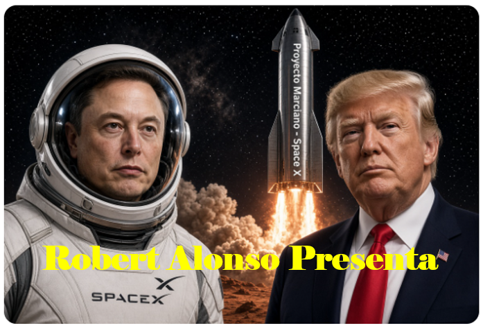 RobAlonso's tweet photo. Lo que los venezolanos no saben es que Trump está esperando a que su amigo Elon Musk regrese de Marte con los marcianos que van a conformar el CNE y el TSJ de Venezuela porque mi presidente Donald J no confía en ningún venezolano para tan importantes puestos.  Desconfía del tradicional "Cuánto Hay Pa'Eso".  Cuando los periodistas abordaron a Musk para que aportara información, éste se limitó a responder: "¡Ya vamos pa'llá!"