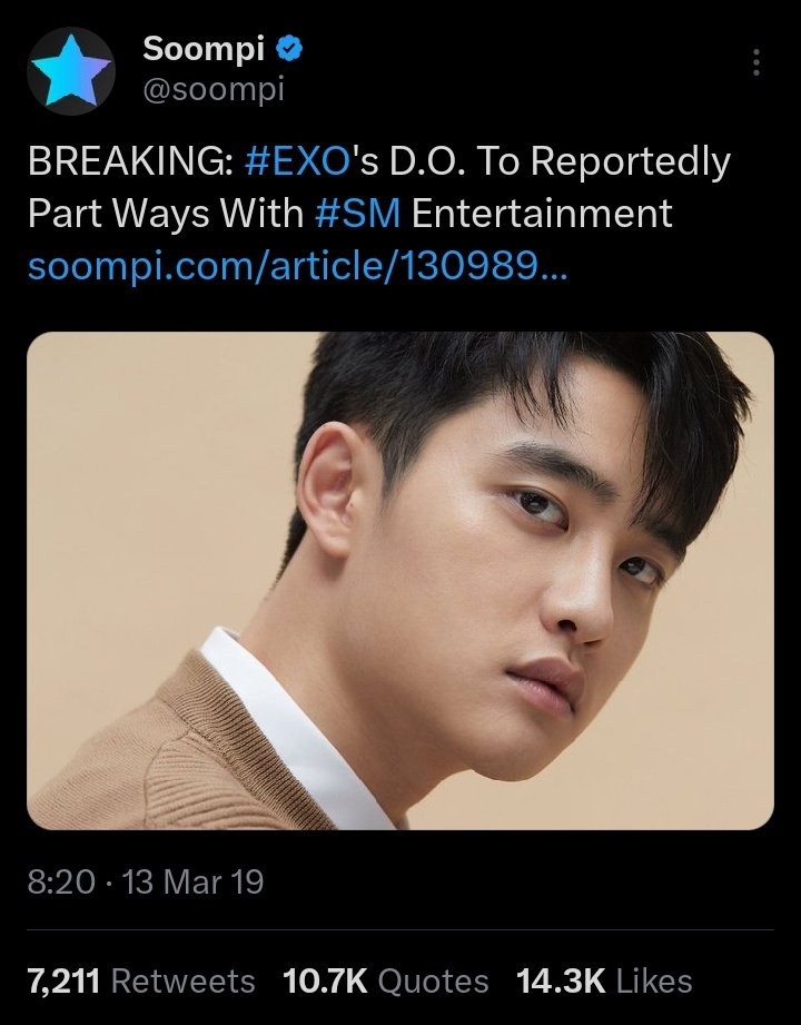 pengusoo12's tweet photo. Lu tahu rumor pas 2019? Kyungsoo cekcok sama SM soal kontrak 7+3.
Itu heboh sampe media korea beritain ksoo leave SM.
Dan lu tahu apa yg terjadi? Ksoo mau dimatiin kariernya, dibikin jobless. Dia sampe hopeless &amp; bahkan kepikiran buat buka resto. So, tau kan kenpa dia milih diam? https://t.co/saXNxcHfu2