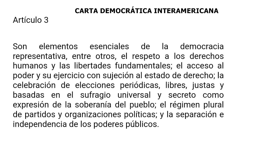 RCalasich's tweet photo. Una verdad como un templo
EN BOLIVIA NO HAY DEMOCRACIA
Según la Carta Democrática Interamericana, la democracia exige condiciones que en #Bolivia hace mucho tiempo dejaron de existir.

Aunque los políticos se hagan los locos, la democracia es mucho más que votar, y menos aún cuando se vota con reglas truchas y urnas sucias:

1. Respeto a los derechos humanos y las libertades fundamentales.
2. Estado de derecho e igualdad ante la ley.
3. Elecciones libres y justas.
4. Sistema de partidos políticos.
5. Separación e independencia de poderes.

Sin estas condiciones, votar es botar, no es democracia.
