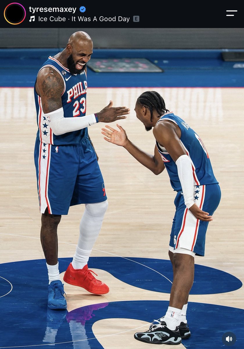 Bronupdates's tweet photo. Tyrese Maxey posted LeBron to his Instagram. ❤️💙🤍

“HOME OPENER WAS ROCKING IN SOUTH PHILLY!! 😮‍💨😮‍💨” https://t.co/KH8ADJYNk0