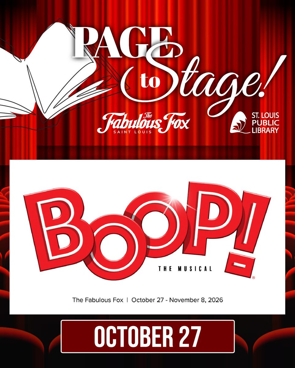 STLpubLibrary's tweet photo. We’ve teamed up with @foxtheatrestl to give you a chance to see Boop! Join any SLPL adult program for an opportunity to win a pair of tickets.
Learn more at: https://t.co/SOy5bkYOca https://t.co/eWyyIRsi4K