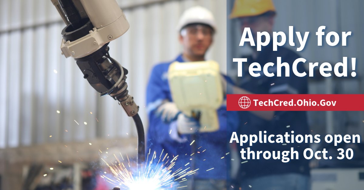 OhioDevelopment's tweet photo. Don't delay! Applications for the current round of TechCred close next Friday, October 30. Learn more and apply at: https://t.co/vt1LgS2rTU https://t.co/jLVnUmG4a9