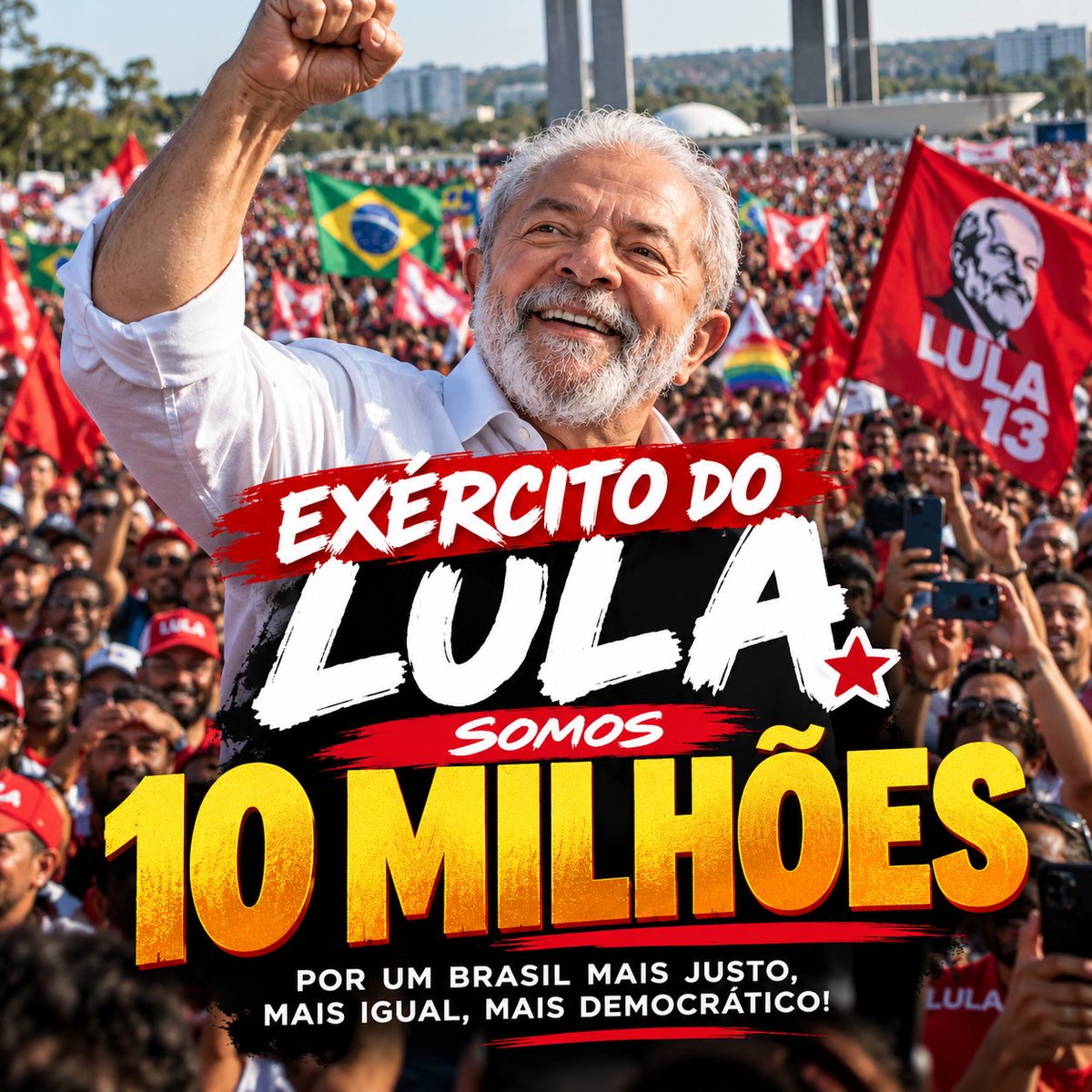 souto_ailson's tweet photo. 🇧🇷 EXÉRCITO DO LULA! ⭐

🔥 SOMOS 10 MILHÕES PELO LULA! 

Uma comunidade de vozes, histórias e participação política espalhada por todo o Brasil!

💚💛❤️ Nossa voz, nossa participação, nossa democracia!

#ExercitoDoLula #10MilhoesPeloLula #Lula13 #Democracia #Brasil https://t.co/549tFiSjTh