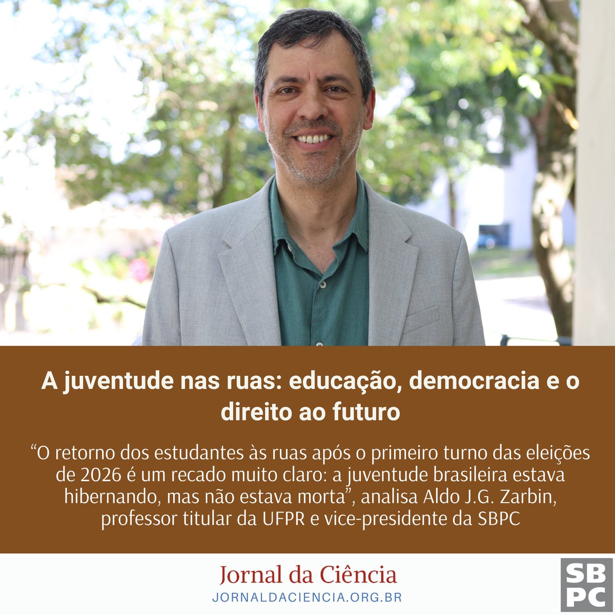 SBPCnet's tweet photo. A juventude nas ruas: educação, democracia e o direito ao futuro

Leia no #JornalDaCiência:
https://t.co/7nKzbFOkfu https://t.co/cGXdTJEzF8