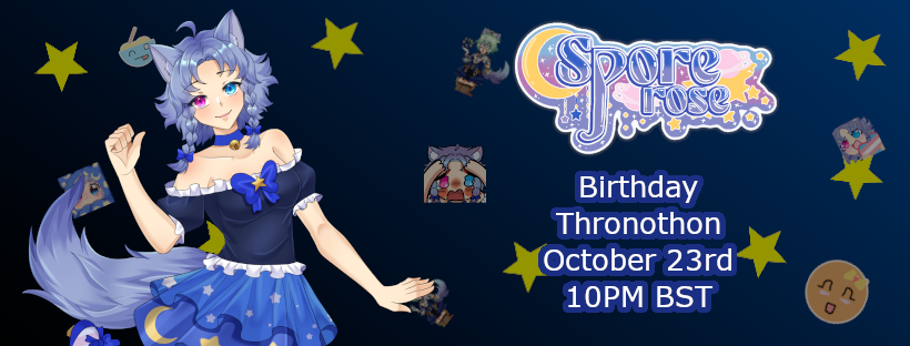 SporeRose's tweet photo. We are LIVE and doing the birthday throneathon things!

Hope we hit that goal!

https://t.co/LUpfRL0mUy

#RealmCreator @RRainesDigital #Vtuber #ENVtubers https://t.co/uKpkOGPJDs