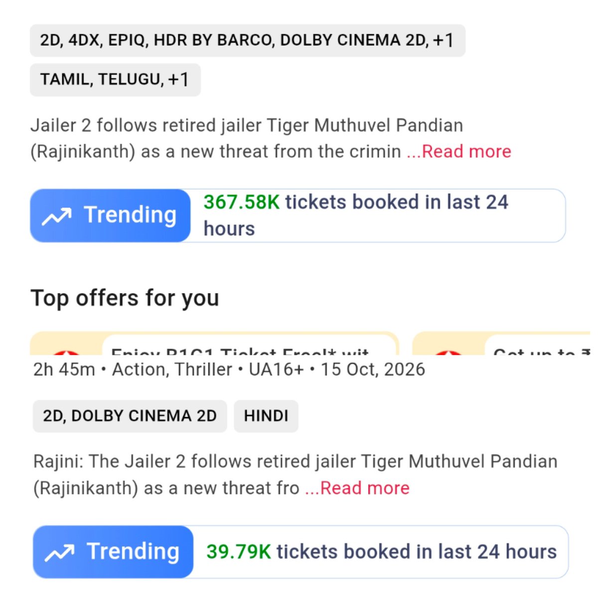 Thalaiva_NFC's tweet photo. Jailer2 HUMONGOUS 💣🔥
Massive 407k Tickets Booked On Bookmyshow On 9th Day WITHOUT PIC 🔥 #Jailer2

Total- 9.129M Tickets Booked💥🔥 https://t.co/FxYeBUQgEg