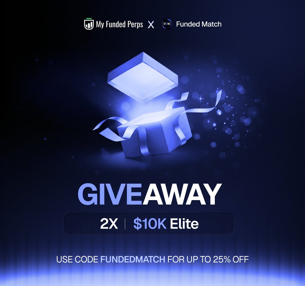 FundedMatchxyz's tweet photo. 🎁 GIVEAWAY: 2 × $10K Elite accounts

Buy a @MyFundedPerps  Funded Perps challenge through @FundedMatchxyz and claim your cashback in the first 24 hours.

2 random claimers win a $10K Elite account. 🏆

Code FUNDEDMATCH = up to 25% off

👉 https://t.co/BtPaPuimYc https://t.co/rY97E4vDPD
