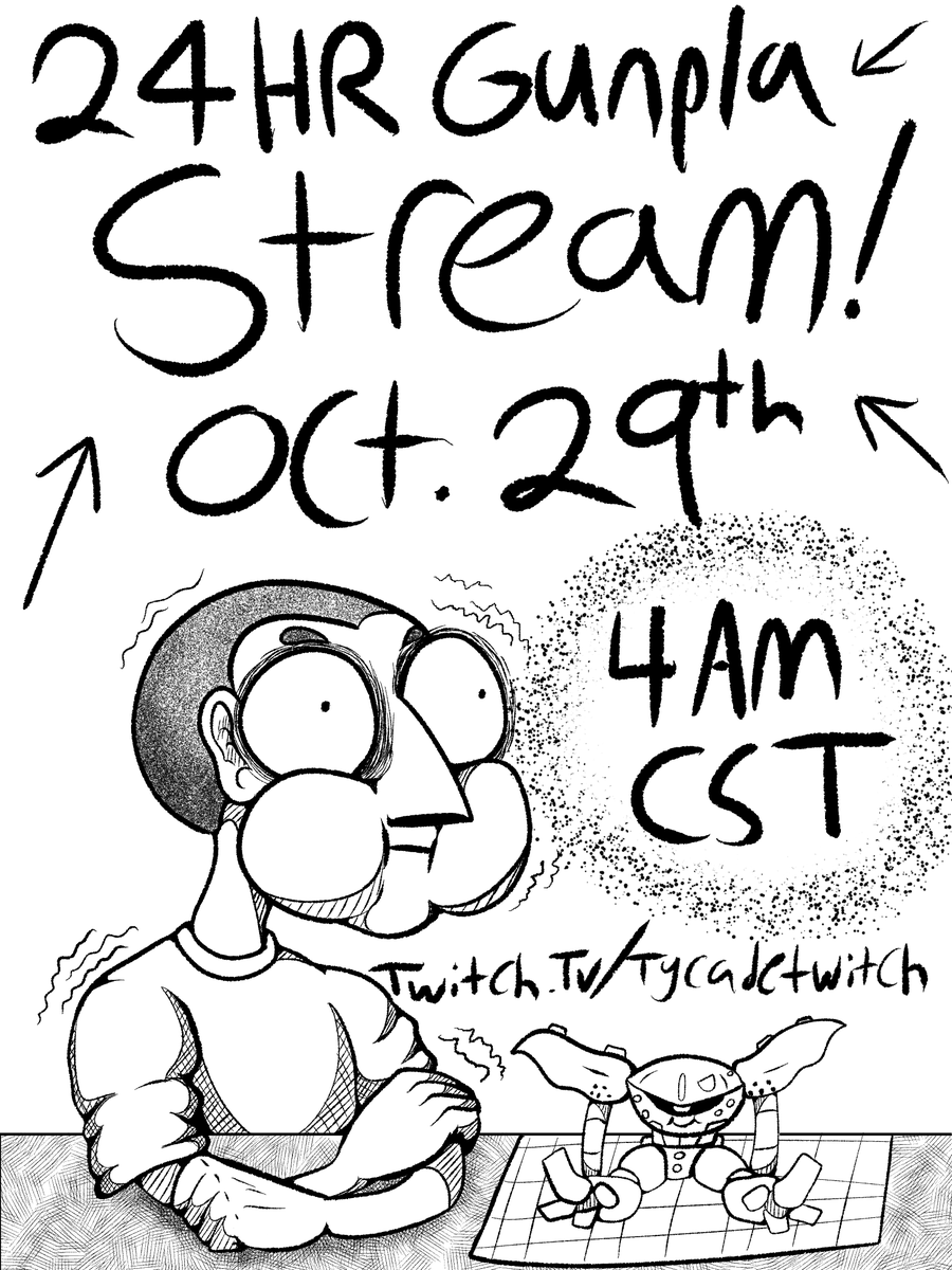 TycadeVT's tweet photo. HELLO EVERYONE! Big news! I will FINALLY be able to do that 24 hour gunpla stream! Please join me and hopefully tons of friends through the day as we build through some of the back log ALLDAY!
#Vtuber #Gunpla
https://t.co/8lMop3NkXN https://t.co/8xxibMs5JU