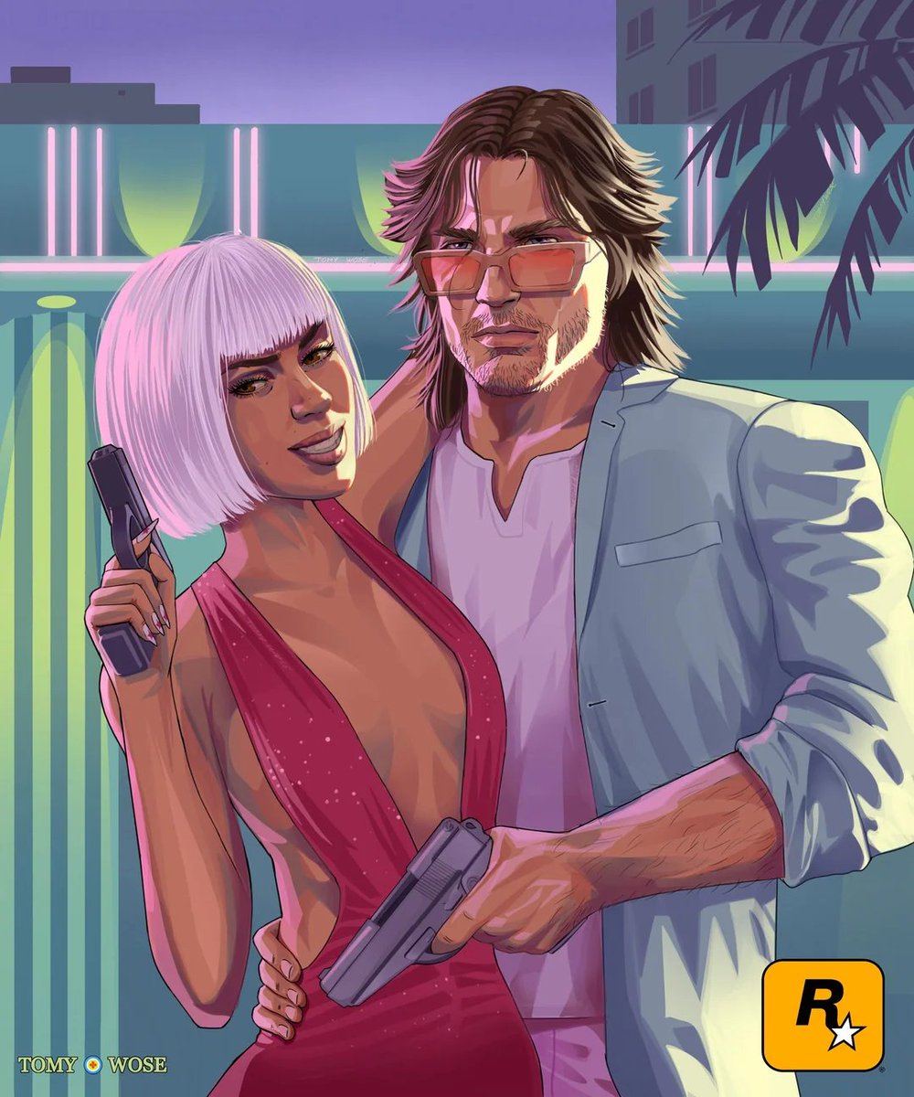 Urban_GTA_6's tweet photo. Some more cool fan art. 🔥

Vintage Vice City style with Lucia’s wig from the Extended Look. https://t.co/N6guSV87GZ