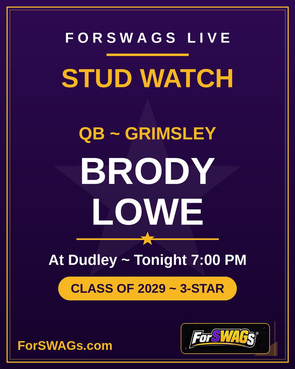 Forswags's tweet photo. STUD WATCH: @BrodyLowe1O is 16-0 as Grimsley's starter. Tonight the 8-0 Whirlies walk into Dudley for a crosstown war, @_nolimitTy_ beside him. Greensboro, show up. Who runs the city? https://t.co/qLdp1lbIQK