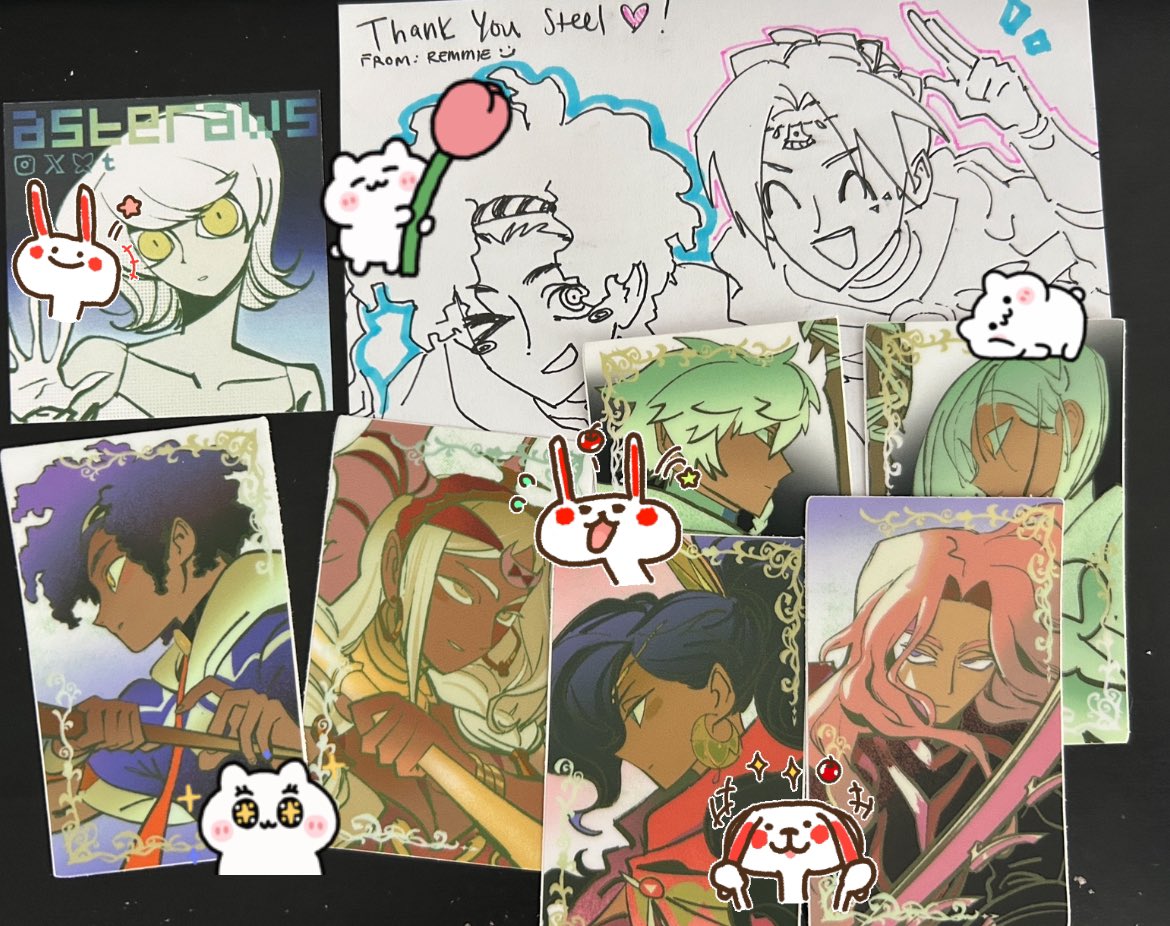steelNageyari's tweet photo. STICKERS AND MY GOOBERS FROM @/ASTERAWS 😭😭😭😭🥹🥹🥹😭🥹🥹🥹😭😭🥹🥹 LOOK IM GOING TO CRY THEYRE BEAUTIFUL.... i need to find a place to stick em... faaaaawk https://t.co/gD9o7RMzpE