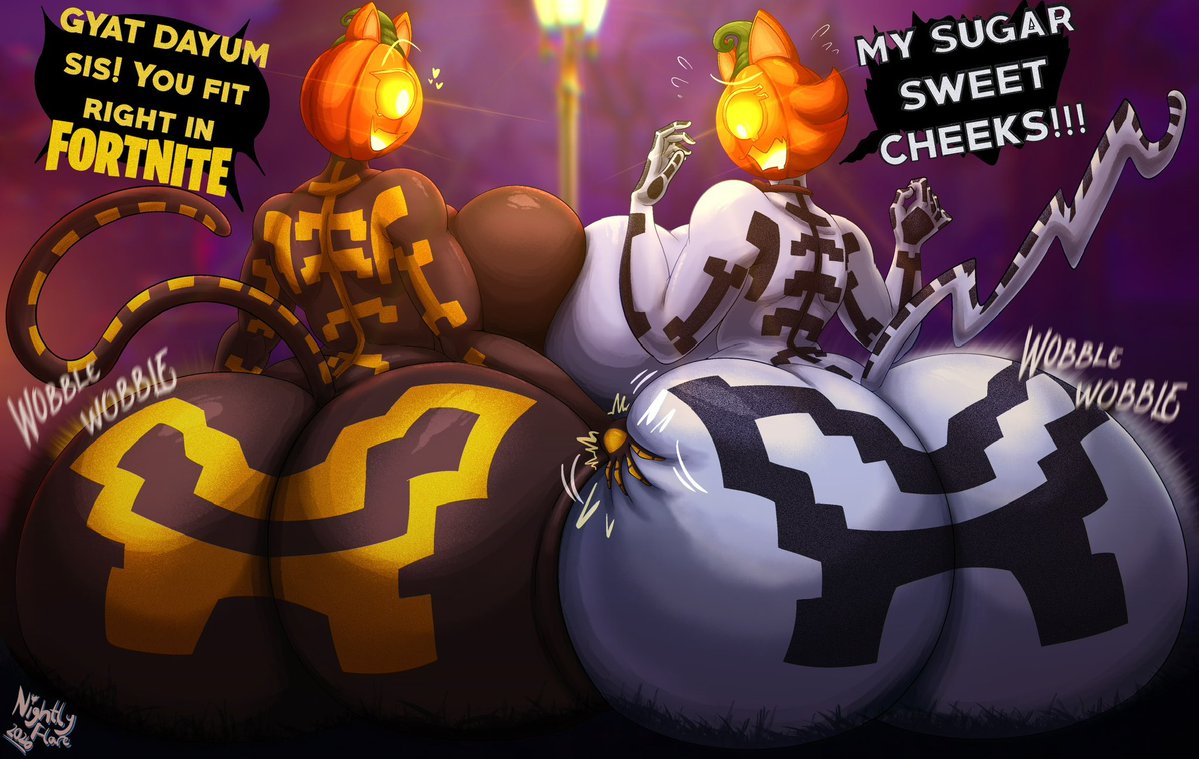 NightlyFlare's tweet photo. Fortnite Pumpkin Cats being Silly 🎃✨

Sugar and Spice and a whole lotta nice https://t.co/aRohdY9sGg