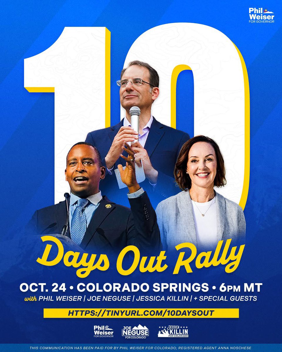 JoeNeguse's tweet photo. Enjoyed getting out the vote in Colorado Springs last week with the @coloradodems bus tour — and excited to come back to town tomorrow night for a GOTV rally with @PhilForColorado &amp; @killinforco. 

Look forward to seeing everybody there! https://t.co/zdtVbOjnUu