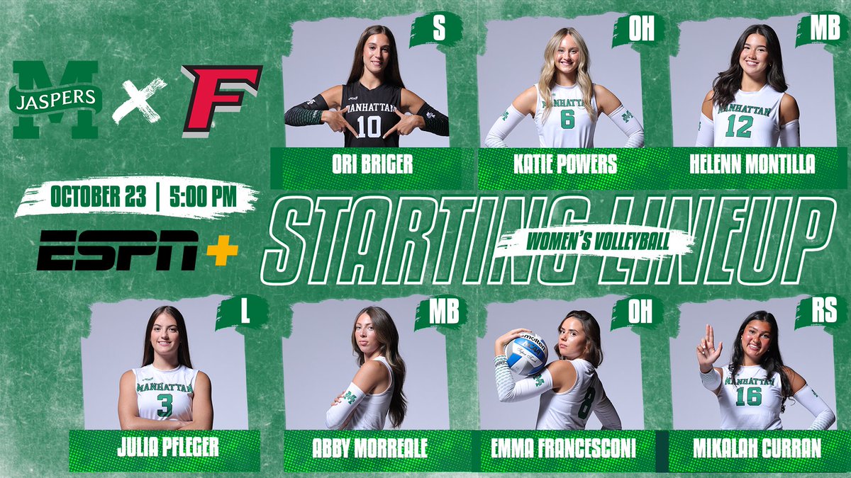 JaspersVB's tweet photo. Tonight’s starters ⬇️

📺: https://t.co/3w1tRWGL4U (@ESPNPlus)
📊: https://t.co/5lXPbSn90A

#GoJaspers | #JaspersVB 🟢⚪️ https://t.co/7poxzEcEeD