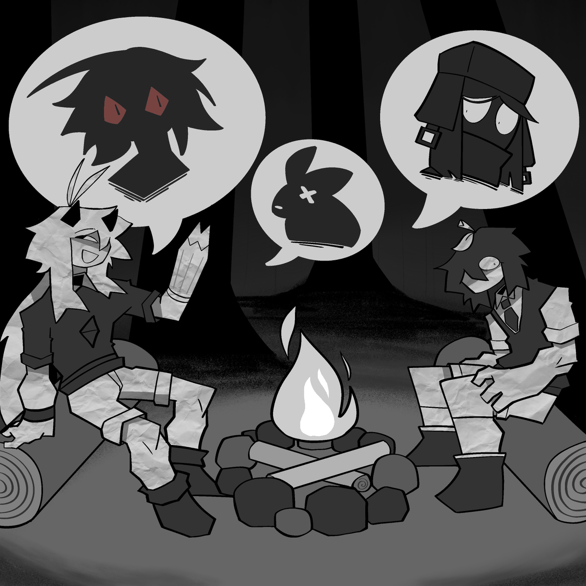 dedbakedpotato's tweet photo. #FPEArtMonth/#FPEtober Prompt 23 - Campfire Story https://t.co/C8qk64VEjI