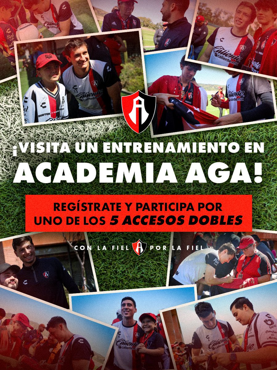 AtlasFC's tweet photo. ¿Te imaginas vivir un entrenamiento de La Academia desde adentro? 😮‍💨❤️🖤

¡Regístrate y participa por uno de los 5 accesos dobles para visitar Academia AGA!

🔗 https://t.co/AyaTAvbGSd

#ParaLaFielPorLaFielYConLaFiel https://t.co/p6ti5OsDHP