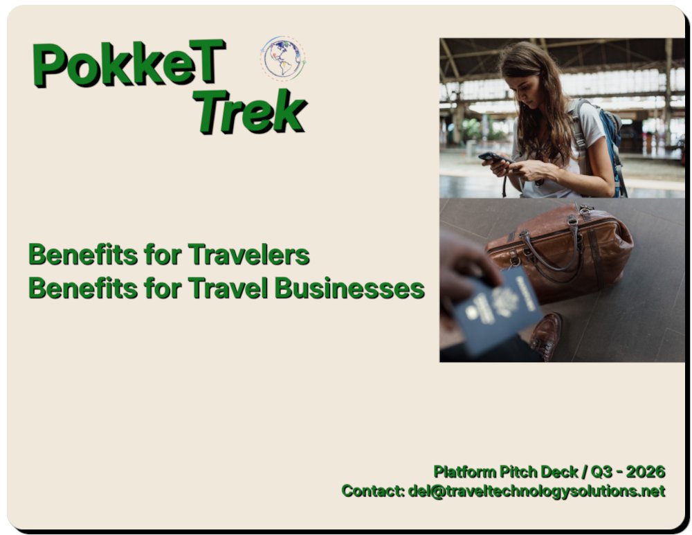 TravelTechSol's tweet photo. MAXIMIZING MOBILE DEVICE FUNCTIONALITY: PokkeTTREK is a full featured travel app that delivers conveniences to travelers and businesses. More travelers use mobile tech during travel and demand functionality. Latest designs:
https://t.co/GS9hES23gO #mobileapp #travelbusiness https://t.co/aQnzfL7CJ4
