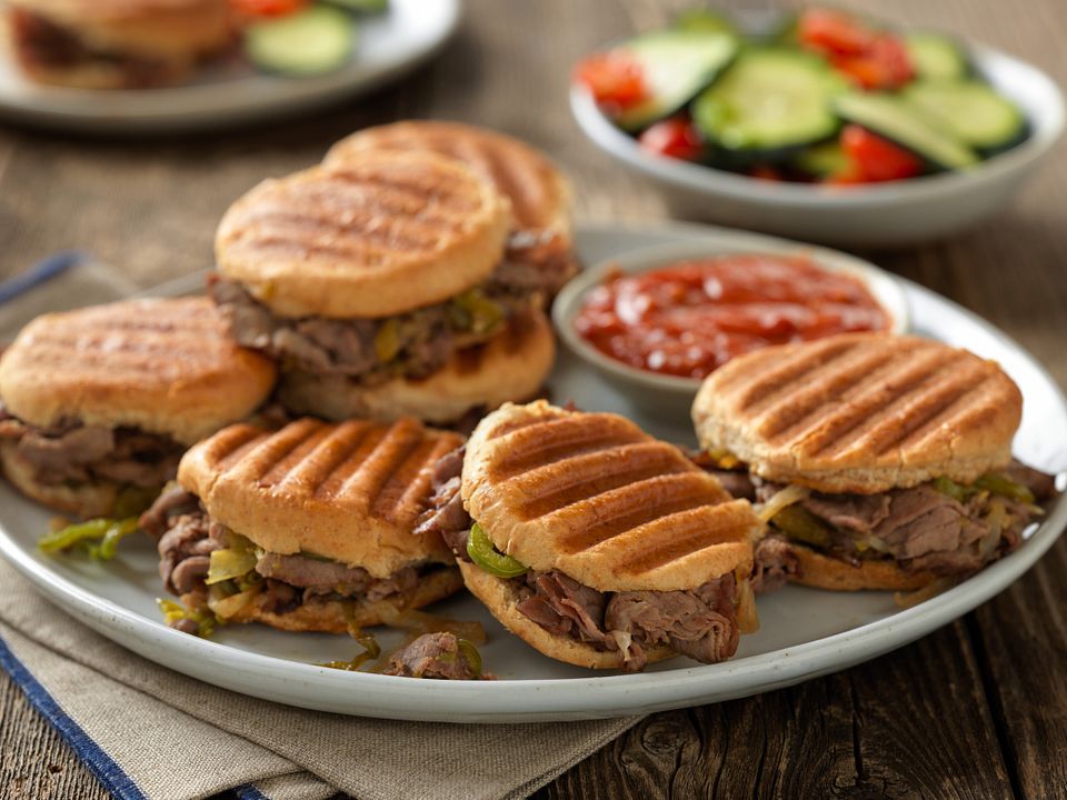 Beef's tweet photo. A tray of Spicy Drowned Beef Sandwiches is always a welcome addition to the party spread. 

Recipe: https://t.co/03dmuFJs5W 

#BeefFarmersAndRanchers https://t.co/7BBJJDqHLa