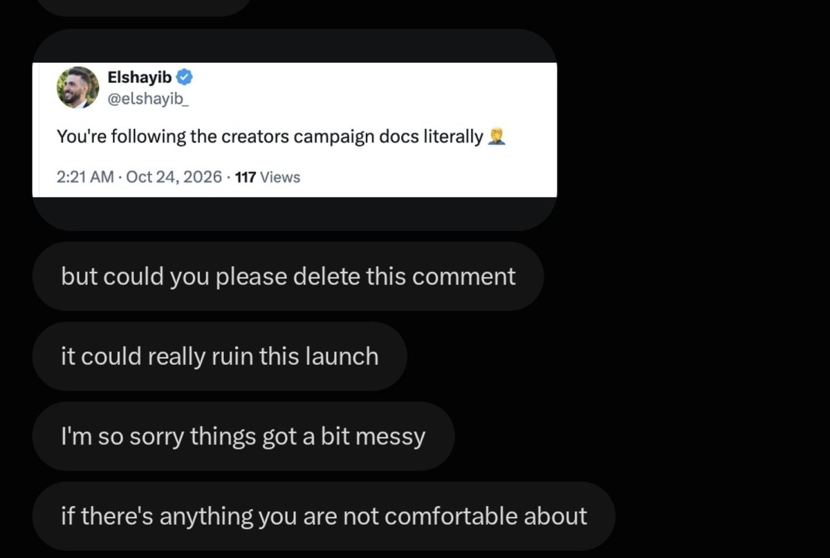 elshayib_'s tweet photo. Post 3 Exposing Kimi AI

Here after I refused to comply and started criticizing a creator who's spreading their propaganda they texted me again asking to delete a comment I had i couldn't even believe it like who the F are you to ask me to delete a comment I don't work for you and never will with any scammy company like this.