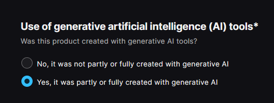 AngelStrandTech's tweet photo. @TimSweeneyEpic @mattworkman Tim, your own marketplace, Fab, requires AI disclosure too. Why is it transparency on your platform but a “political statement” on Steam? https://t.co/SH9s1zIpyf