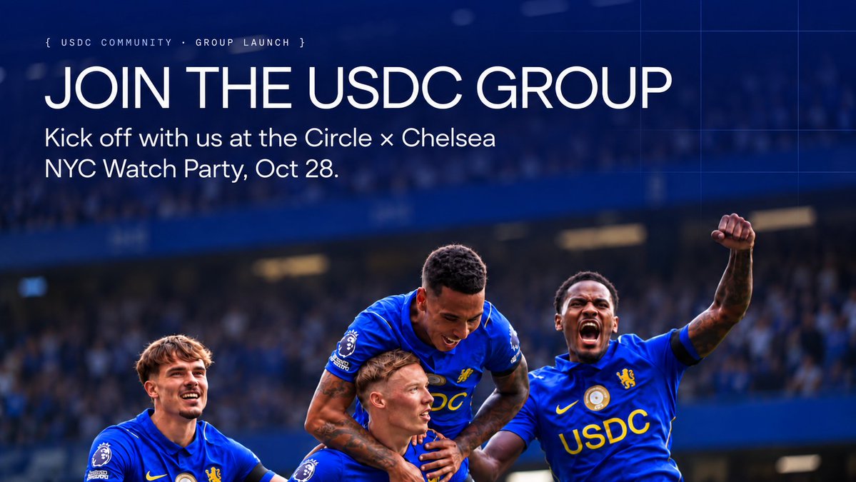 samconnerone's tweet photo. Announcing!!! New Group and Watch Party!!

The @USDC Community is live on Arc House!

It’s a new home for USDC fans to learn, ask questions, and connect with Team USDC and each other. 

Join the club, and use the forum, events, and member directory to get involved.

And we’re kicking things off in person:

⚽ Circle x Chelsea NYC Watch Party
📅 Wednesday, October 28 | 3:45–6:00 PM EDT
📍 Brooklyn, NYC

Watch Chelsea take on Liverpool with @circle and Team USDC. Expect good company, new connections, and merch giveaways. Bring someone new to USDC! 

Spots are limited, so RSVP now: https://t.co/GqpiSW5NQF
Join the community: https://t.co/1dQRs4d2uP