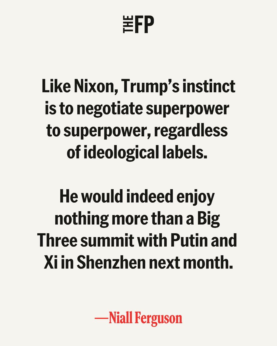 TheFP's tweet photo. If you’re confused by President Trump’s approach to the Ukraine war, don’t fret. Instead, look to Richard Nixon.

Read @nfergus's latest piece here: https://t.co/WZsw8edfFc https://t.co/3xL7avcd7f